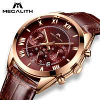 

MEGALITH top brand classical Relogio Masculino luxury business calender clock waterproof chronograph leather quartz sport watch