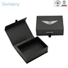 Cardboard matte black rectangle folding paper gift box with magnetic closure