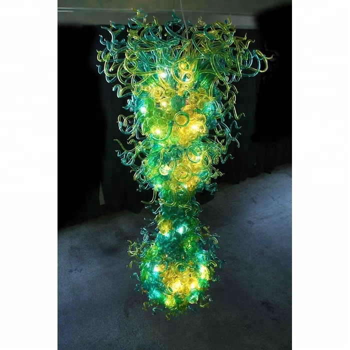 

Wholesale Price Large Luxury Green LED Blown Glass Borosilicate Glass chandelier Lighting
