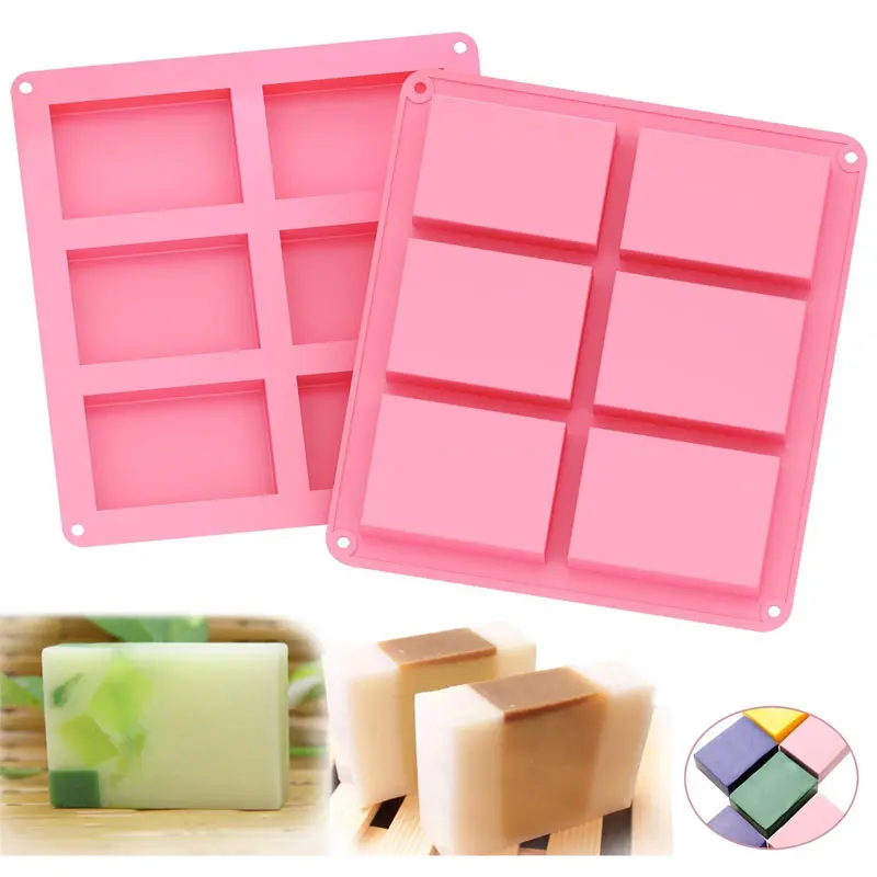 

Multi-function 6 Connect Rectangle Shaped Handmade Silicone Loaf Soap Mould