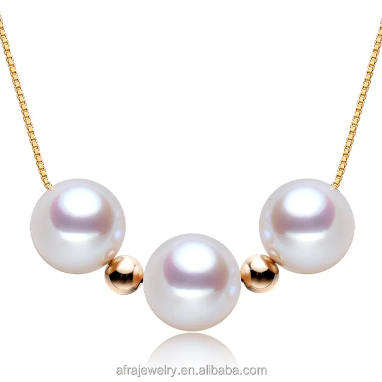 

2019 Hot Sale Freshwater Pearl Jewelry 18K Pure Women pearl and Gold Bead Necklace, N/a