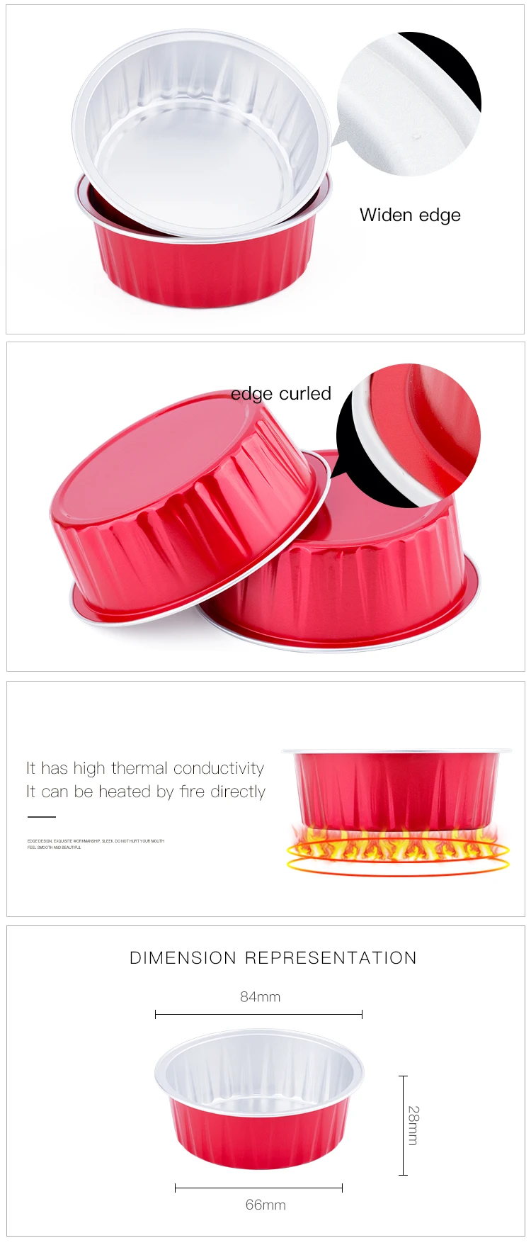 100ml Foil Egg Tart Container Aluminum Family Pudding Cup Microwave