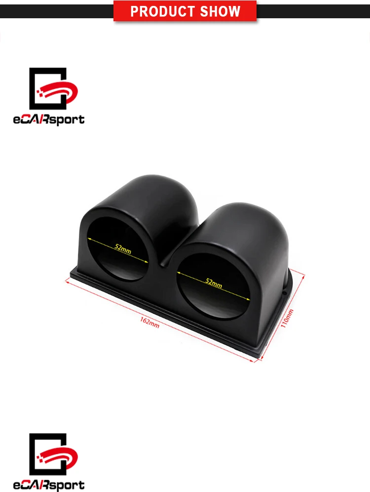 Double Dual Gauge Pod 52mm 2 Holes Gauge Pod Gauge Cup Dash Pod Mount