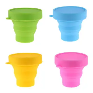 Image of Portable Folding Cup Silicone Collapsible Water Cups Colorful Retractable Foldable Soft Outdoor Drinking Cup