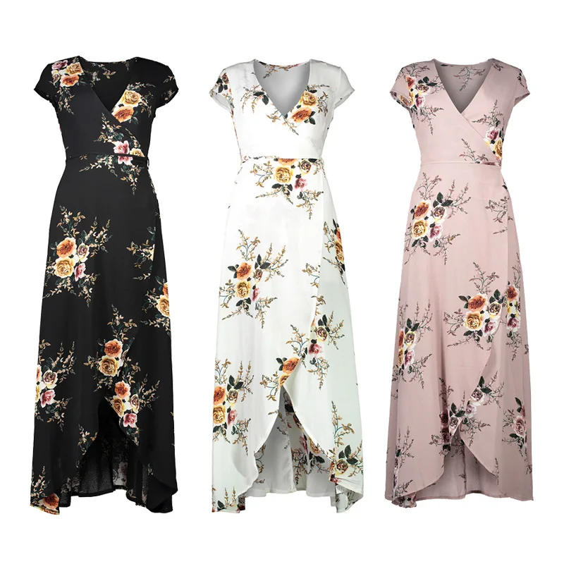 

2019 Women Long Chiffon New Style Lady White Plus Size Casual Maxi Dress, N/a