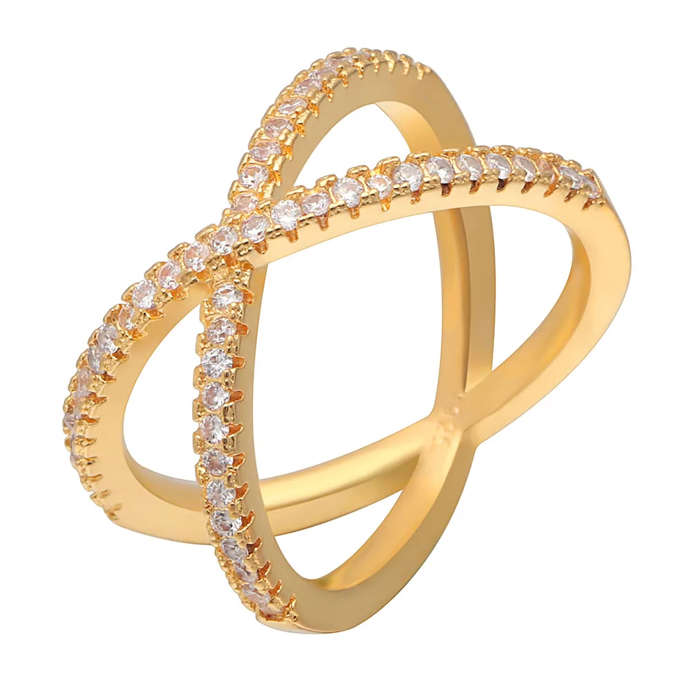 

Hot sale pave diamond engagement ring gold plated cross design silver rings jewelry factory wholesale, N/a