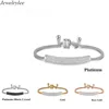 Custom Stainless Steel Gold Bracelet With Adjustable Snap Bangles