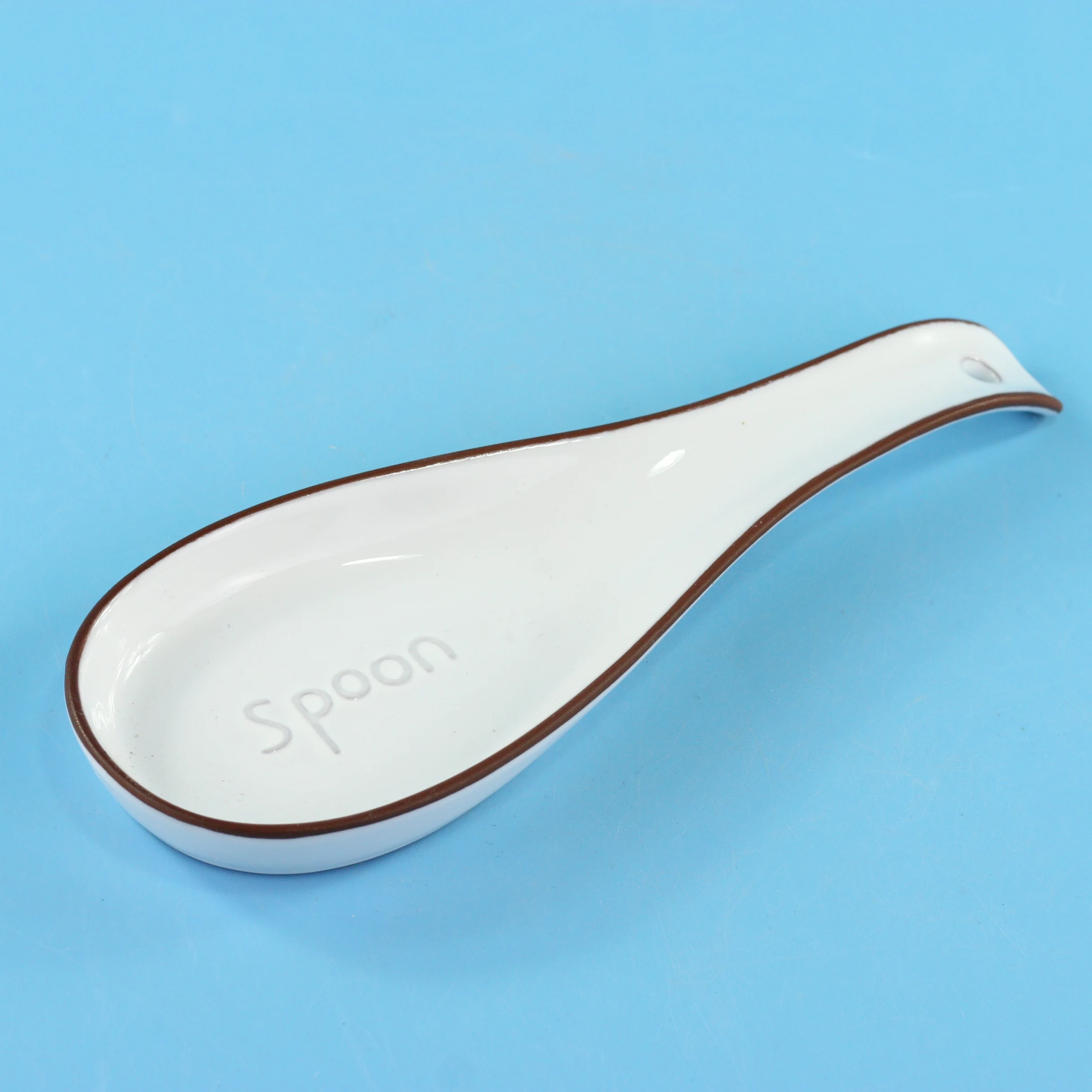Customized Embossed Words White Ceramic Spoon Rest Buy Spoon Rest