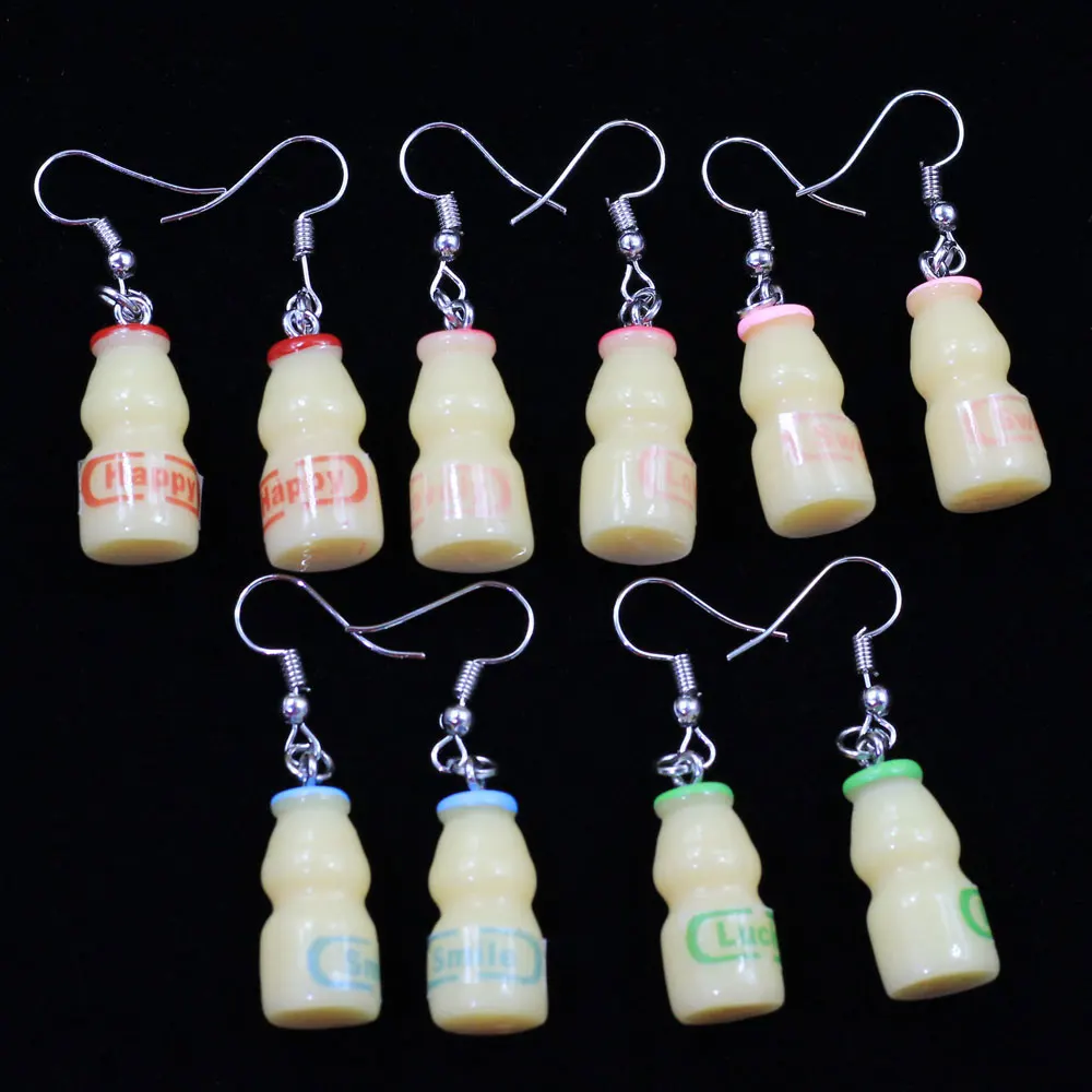 

Kawaii Unique Yogurt Drink Drop Earrings Resin Drink Dangling Earring Funny Party Jewellery Gifts, Colorful