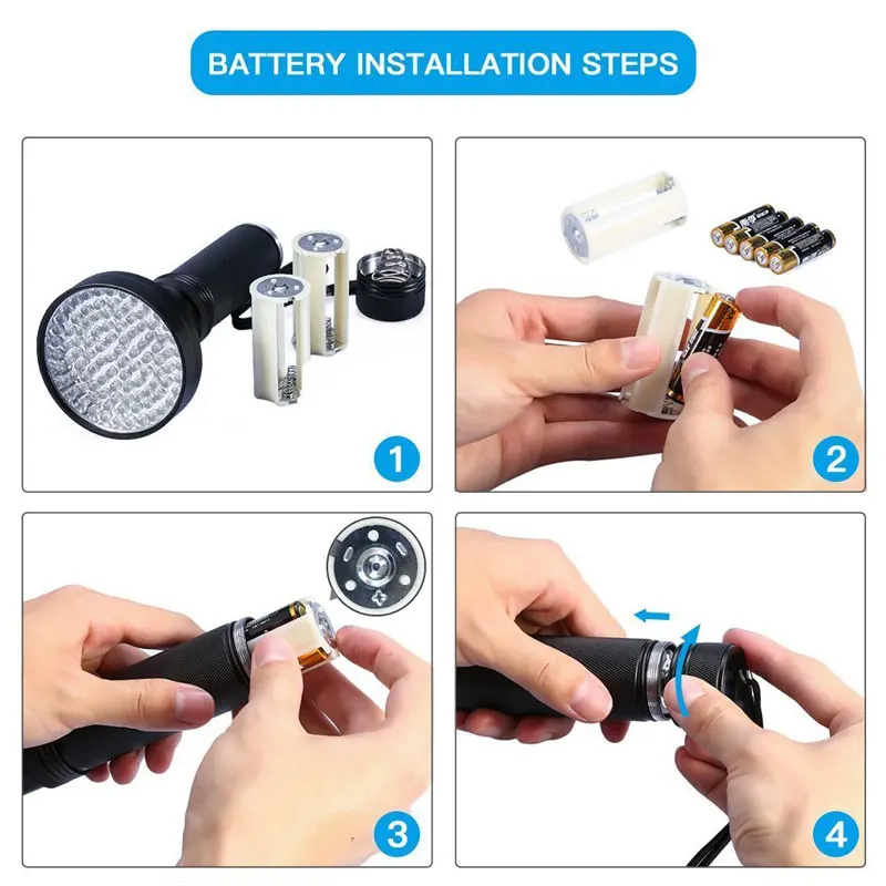 Aluminum Handheld Urine Scorpion UV Flashlight Black Light Torch UV Torch 100 LED UV Flashlight