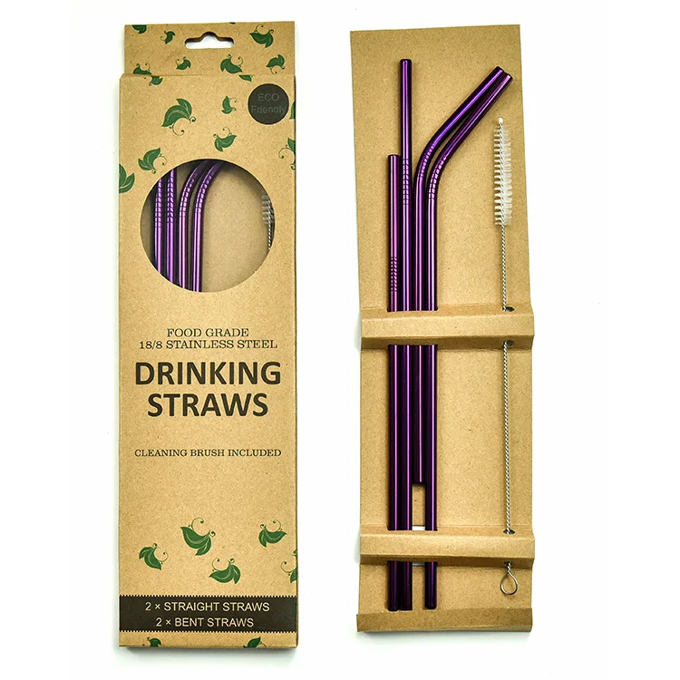 

Food Grade Purple Stainless Steel Drinking Straws For 20 oz 30 oz Tumbler, Customized