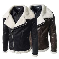 

new arrival fashion plain bulk cheap winter mens sheepskin lined leather aviator jacket