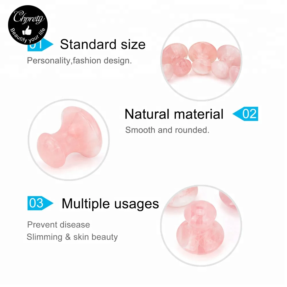 2018 New Arrival Pink Natural Rose Quartz Facial Jade Roller Crystal Guasha Stone Massage Tool