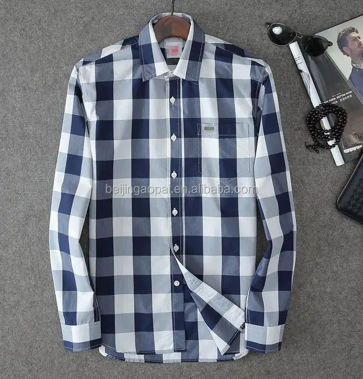 
2020 shirt factory brand names fashion blue mens plaid flannel shirts 