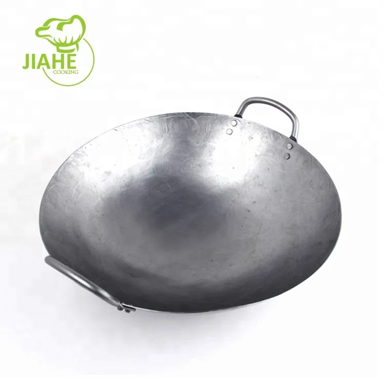 

Chinese Cooking Hand Made Carbon Steel Wok With Both Ear, Silvery