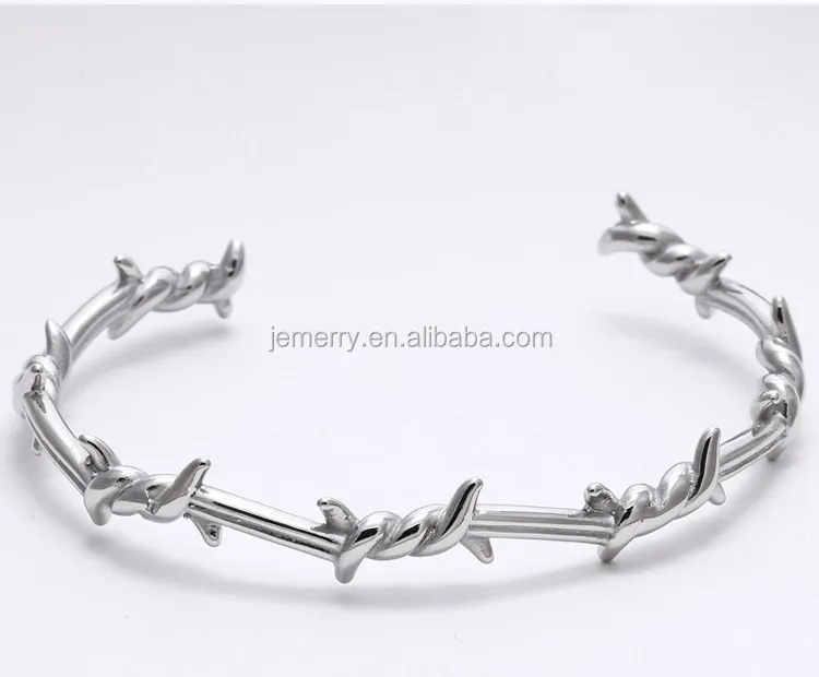 

Stainless Steel Barbed Twist Wire Women Jewelry Cuff Open Bangle Bracelet Girl Special Gift