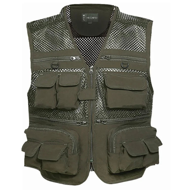 

Polyester Breathable Photography Fishing Outdoor Men Vest for Outdoor Travel, Army green, khaki
