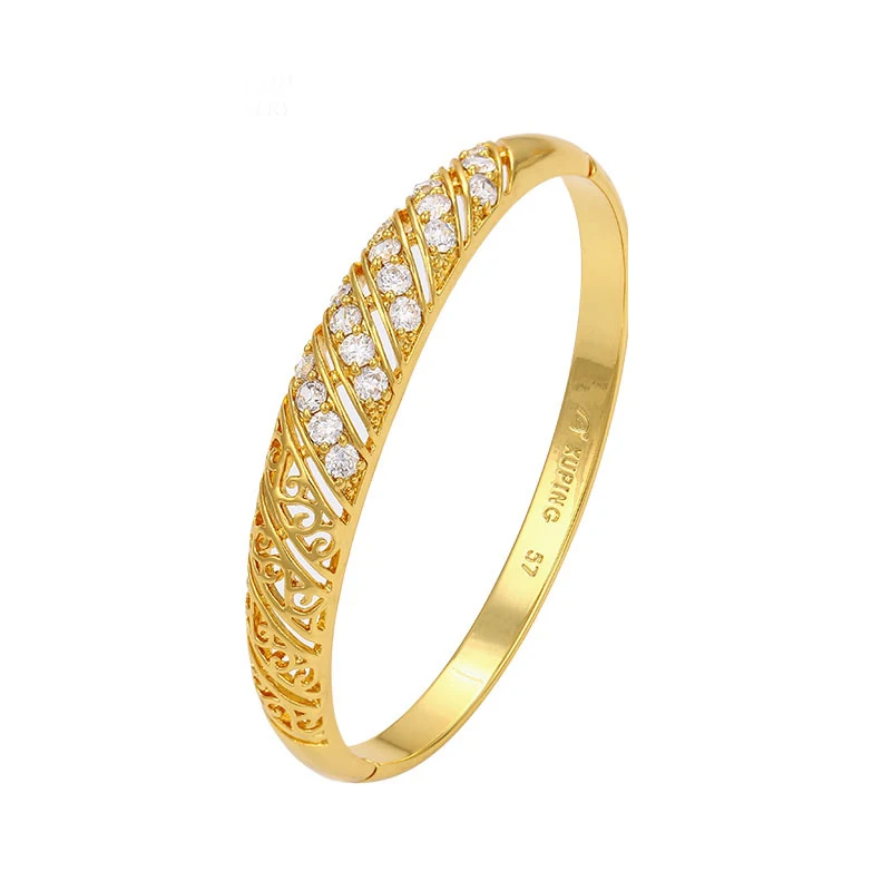 

xuping jewelry gold plated with zircons brass bangle bracelet for women