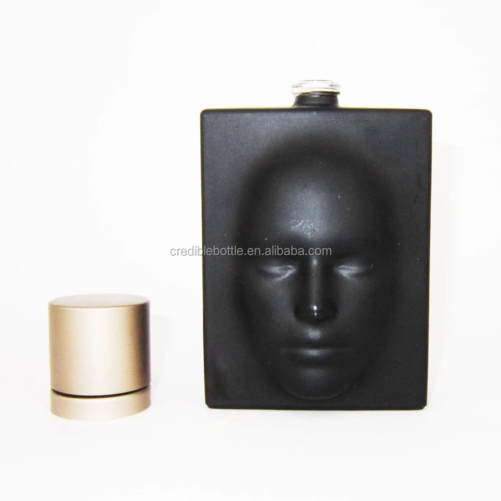 100ml Black Men Cologne Perfume Glass Bottle With Embossed Face Logo