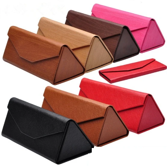 

2020LOGO Acceptable New High Quality PU Leather Foldable Magnetic Hard Triangle glasses holder