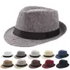 2019 New Linen Jazz Hat Roll Up Brim Panama Cap Summer Fedora Hats With Ribbon