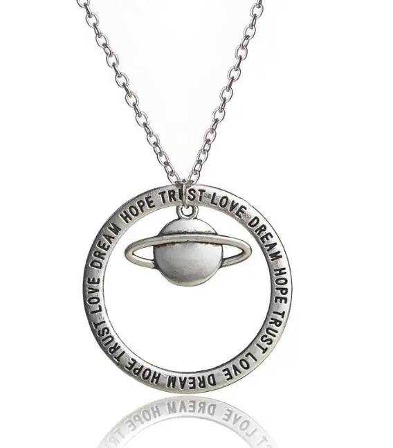 

Zooying hot sells jewelry alloy Saturn pendant dream hope Trust necklace, Gold;silver