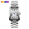Newest vintage silver gold square wristwatch for women skmei 1284 quartz watch logo stainless chain