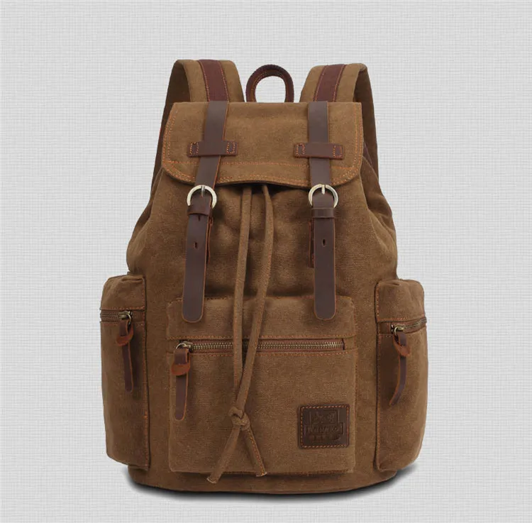 

New Style Canvas Vintage Backpack Men Casual Bookbag Women Laptop Rucksack canvas, 5 colors in storage and custom color is workable