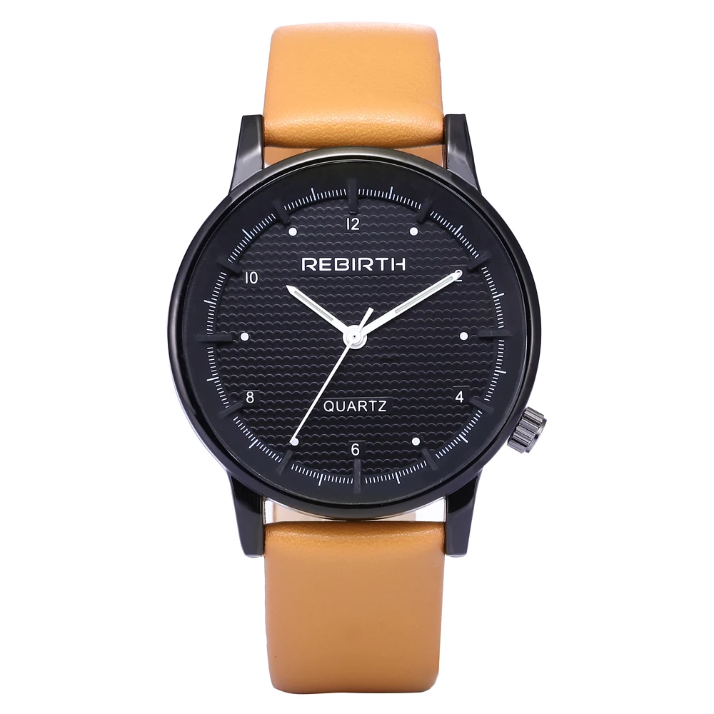 

Rebirth RE025 Reloges Orange Leather Strap Quartz Women Wristwatch Luxury Branded Analog Lady Watch, 3 colors for choice