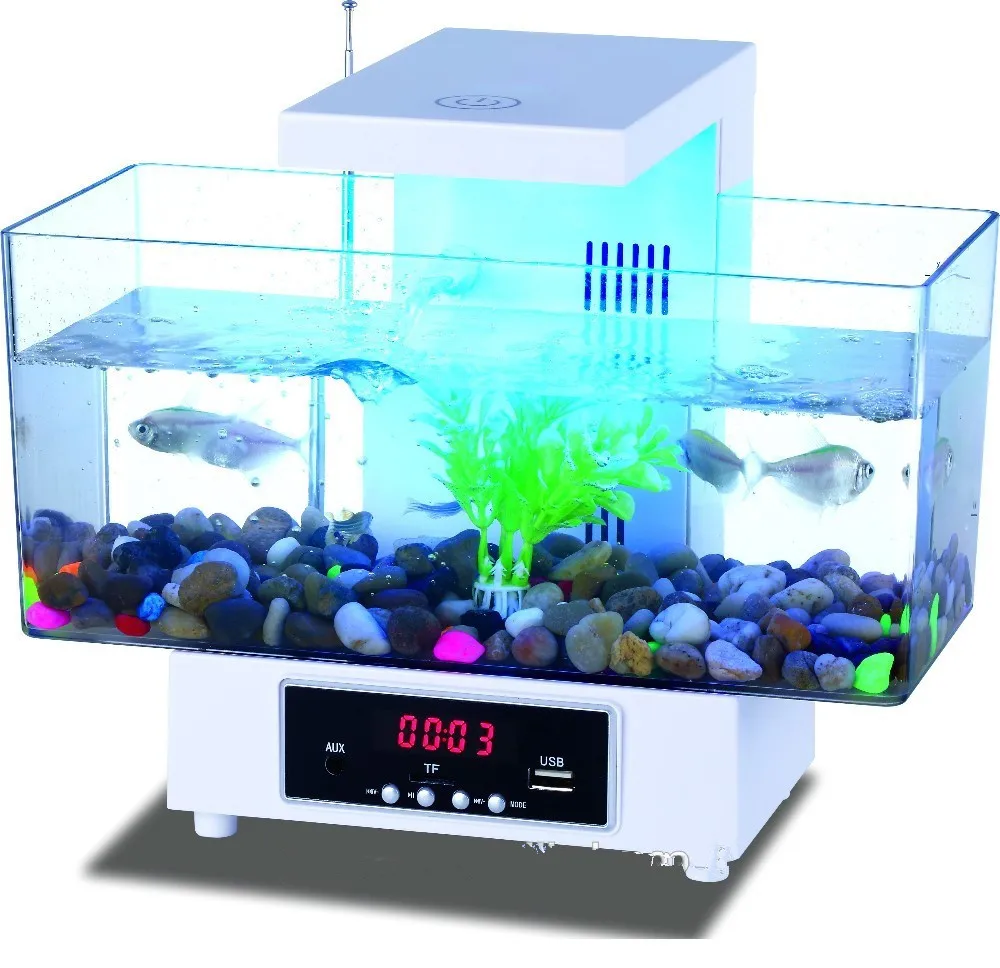 led fish tank mini clock