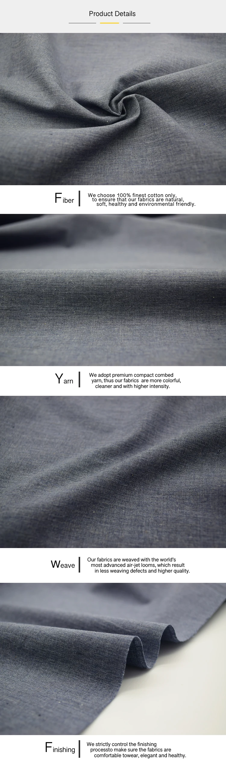 SKYGEN High Quality Woven Melange Plain Men Shirting Heather Grey Cotton Fabric