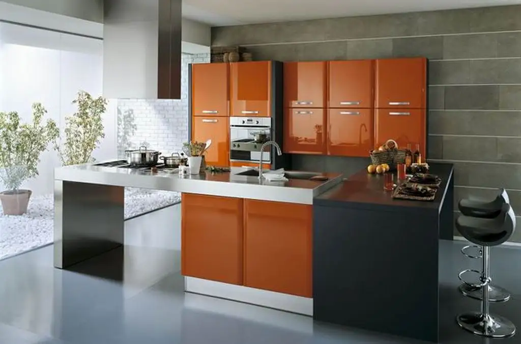 Best price orange lacquer kitchen cabinets on selling