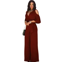 

Hot Sales One Piece Short Sleeve Women Wide Leg Jumpsuit