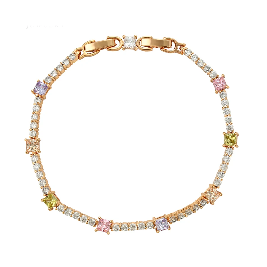 

75111 Xuping vogue gold covering fashion jewellery colorful 18k gold plated charm bracelet