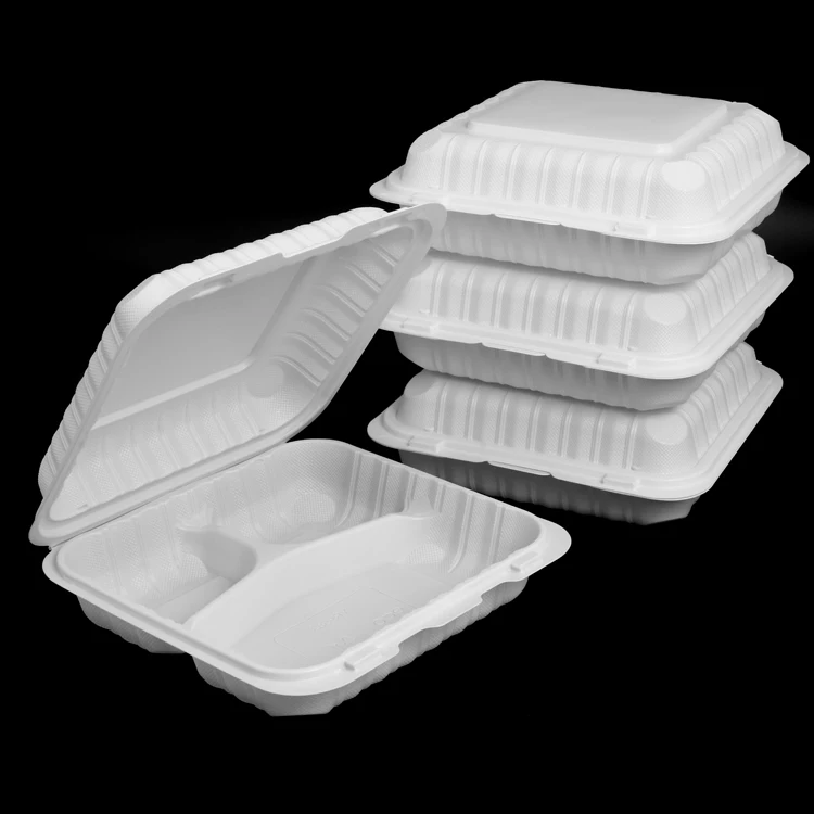 
9x9 Inch Microwave Clamshell Biodegradable Thermoforming Hinged Food Container 
