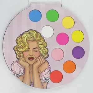 OEM wholesale private label cosmetics no brand 10color glitter eyeshadow palette with 2 lines ,can print your own logo