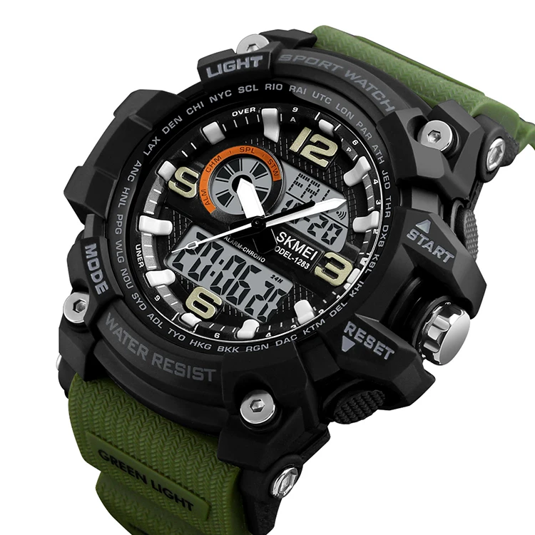 

SKMEI 1283 Mens military army relojes 5ATM Digital Watch Casual hot Reloj digital deportivo, Black/blue/army green/khaki/blue red