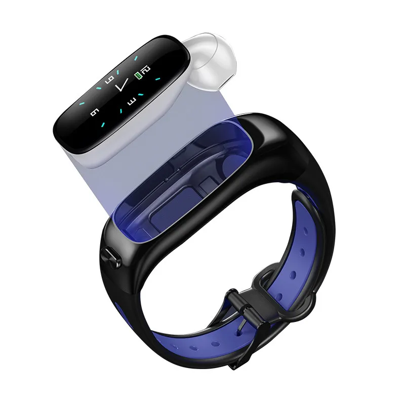 Waterproof Fitness Tracker Smartband Watch Bracelet Plus Wireless Earphone Bluetooth Earbuds Headphone