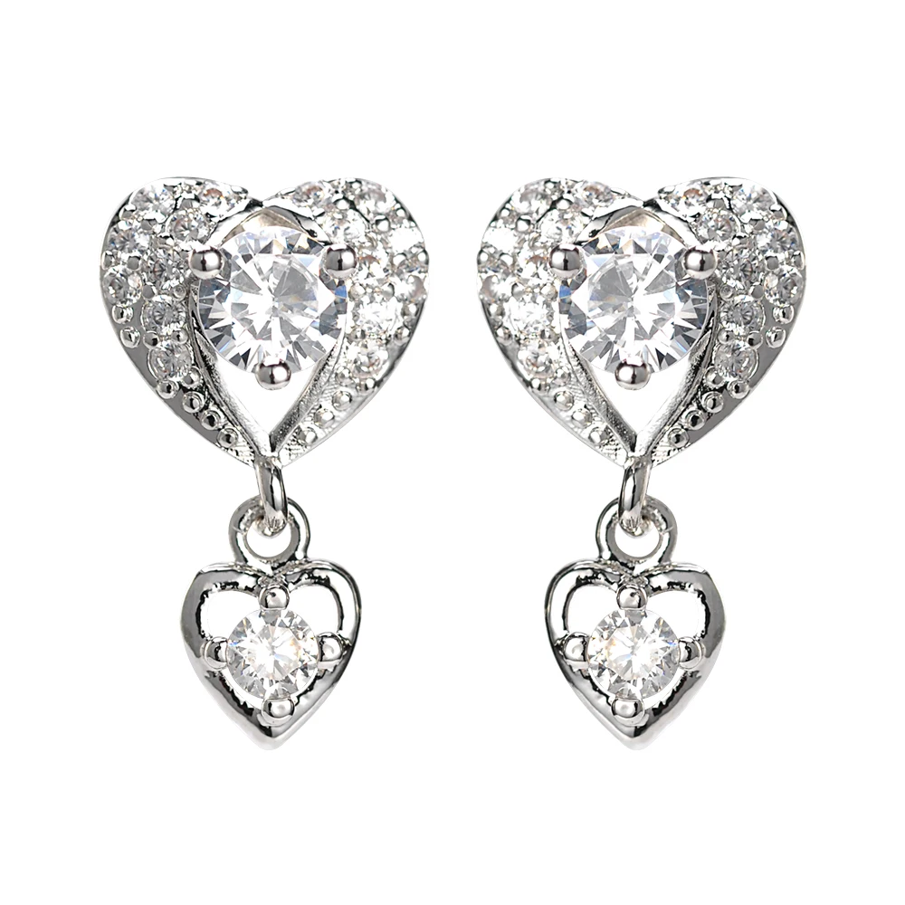High Quality Cheap Unique Design White Gold Plated Diamond Heart Shape