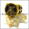 Royal Gold Plating Battle Angel Michael ST. MICHAEL PROTECT US Signet Ring with cross