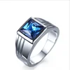 Fashion Accessories In Europe And America Stainless Steel blue Diamond Male Ring Manufacturers Make Straight Batches