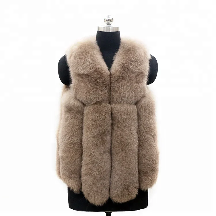 

2018 Wholesale New Style Fashion Women Warm Real Fox Fur Vest Gilet, As photo