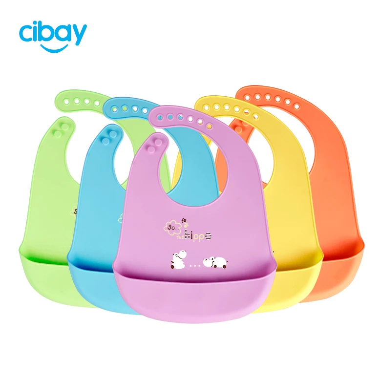 

FDA approved 100% food grade waterproof baby silicone bib, Pink;blue;green;yellow or customized colors