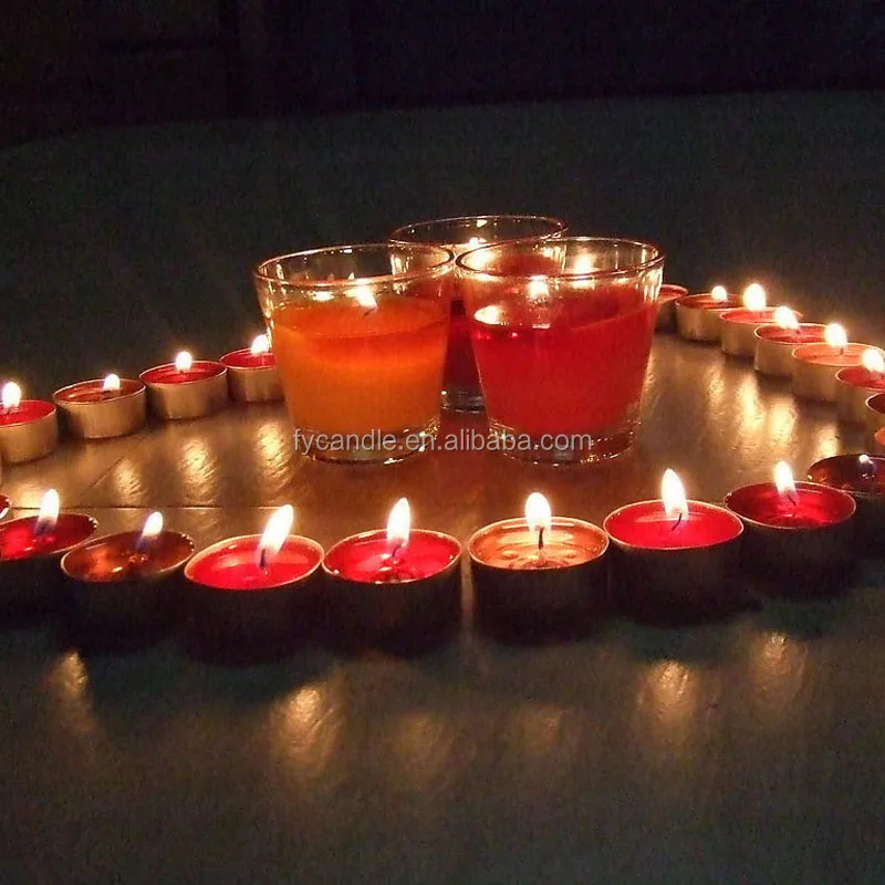 1hour 100pcs paraffine Wax unscented	red Tea Light Candles for Korea