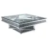 Luxury high end square 3 layers crushed diamonds mirrored coffee table