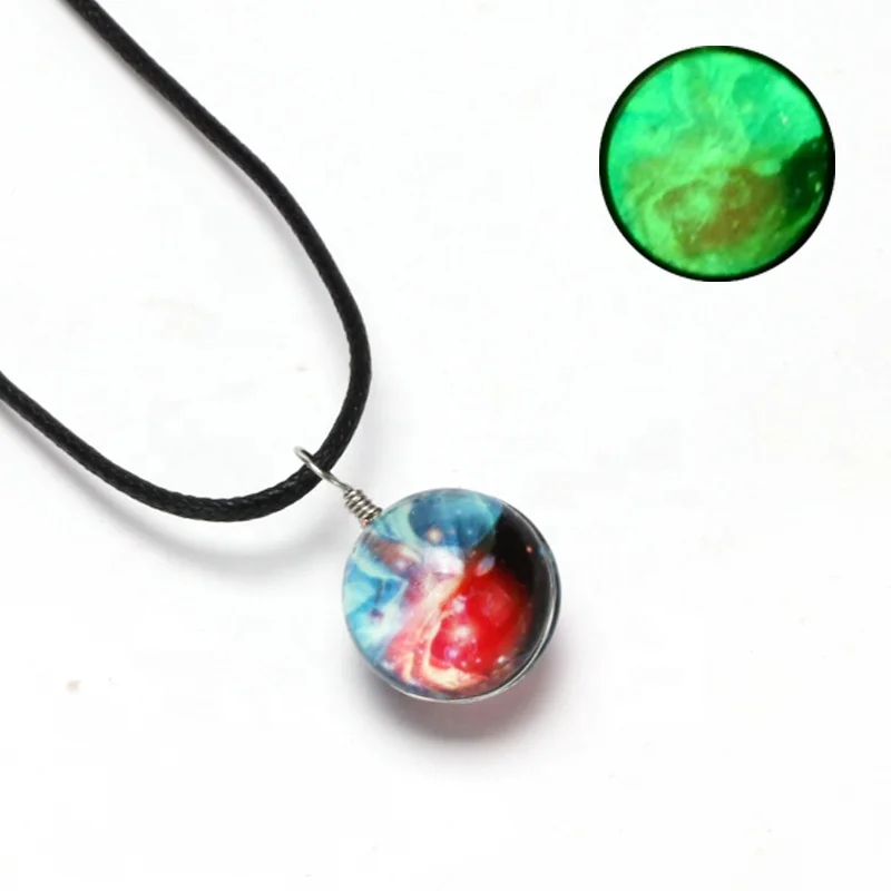 

20mm Starry Sky Jewelry Custom Glass Universe Luminous Glow Ball Moon Necklace