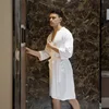JR661 Long Thick Double-layer Cotton Waffle Bathrobes for Men
