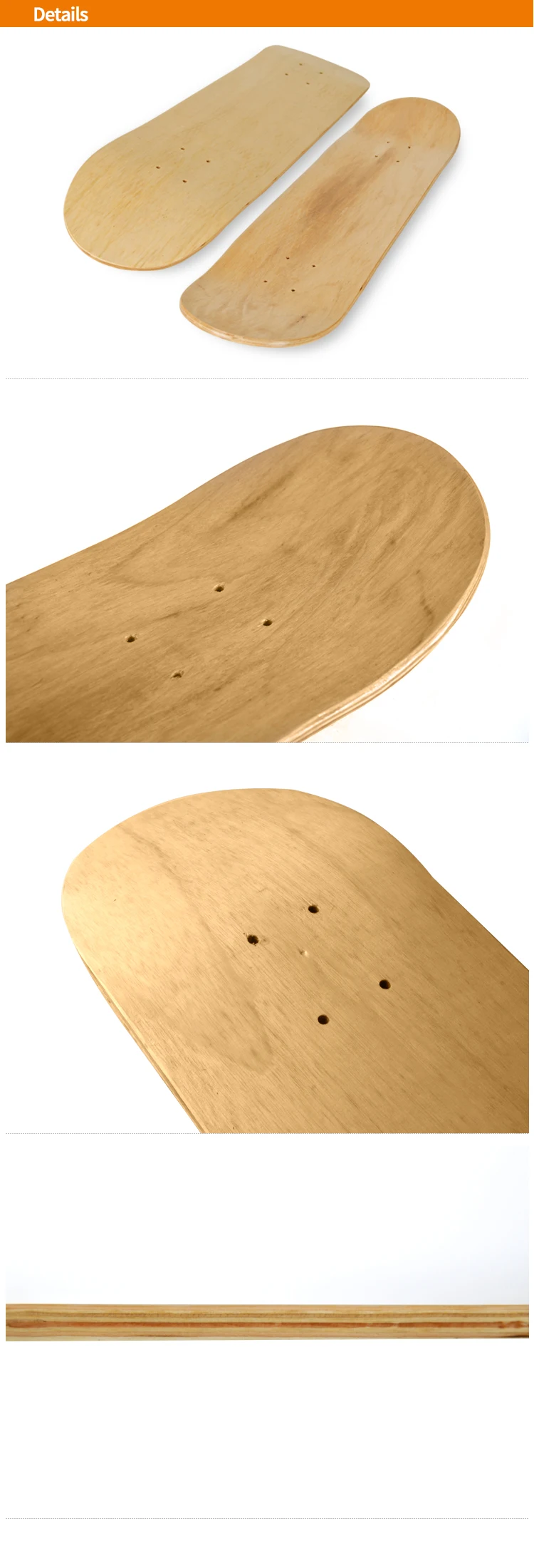 Wholesale Designs Oem Plain Blank Skate Wooden Maple Double Kick
