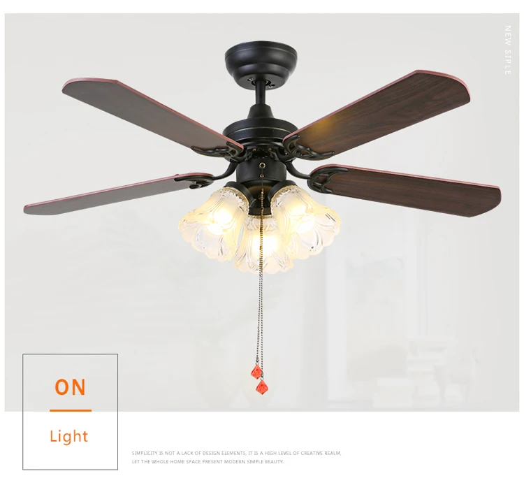 Indoor Decorative Wooden Fan Energy Saving Fan Lamp Living Room Ceiling Fan Light