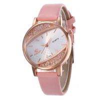 

WJ-8547 Personality Hollow Beads Dial Rose Gold Color Case Women Watch Vogue Leather Band Ladies Quartz Watches